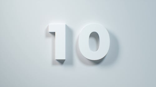 Clean 3D Countdown from Ten to Zero