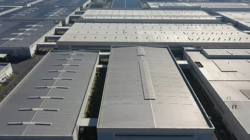 Factory building in city