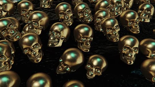 Abstract Golden Skulls Looping Background