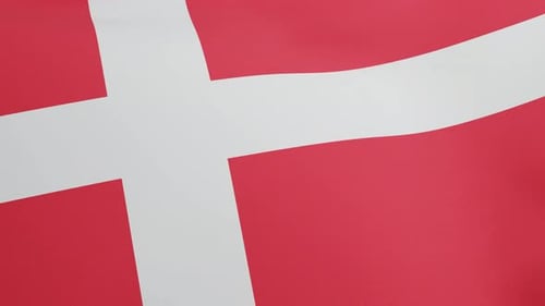 Waving Denmark National Flag with Realistic Fabric Motion