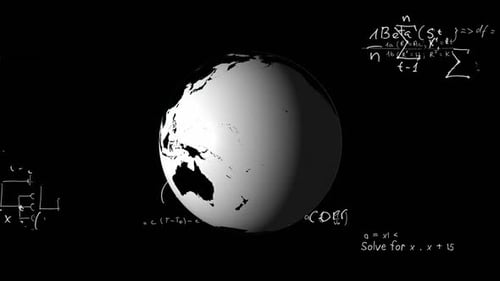 Global Science: Animated Earth Globe and Mathematical Formulas Background