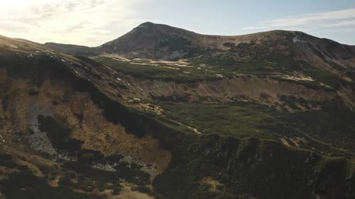 Close Up Mountain Rock Top Aerial