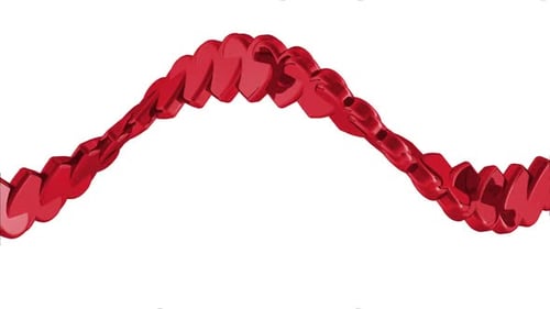 Animated Red Hearts Undulating in a Seamless Wave Loop