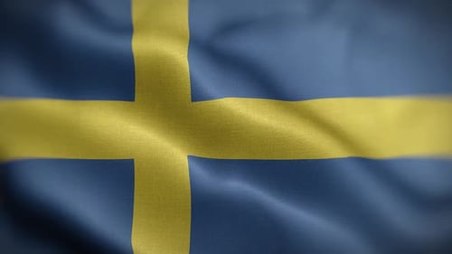 Realistic Waving Flag of Sweden Seamless Loop