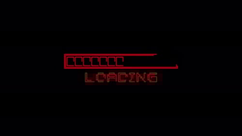 Barra de carga, pantalla de descarga, animación de progreso pixelada, Carga en fondo negro.