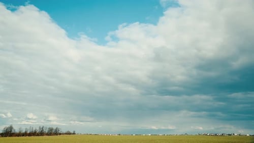 Dramatic Sky Before Storm Rain Above Rural Landscape Field Meadow