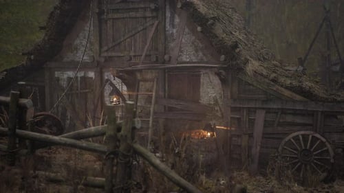 Ancient Wooden Village in Country Side