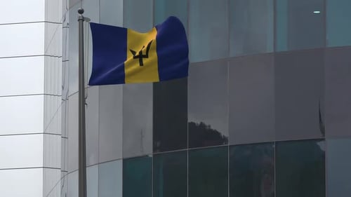 Seamless Loop 3D Animation of Waving Barbados Flag