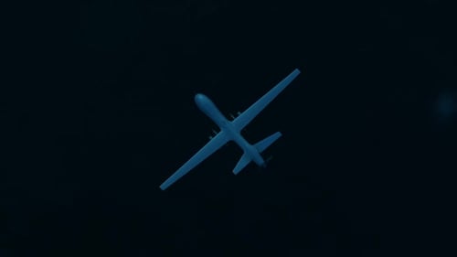 Modern 3D Surveillance Drone Flying Animation in Sky