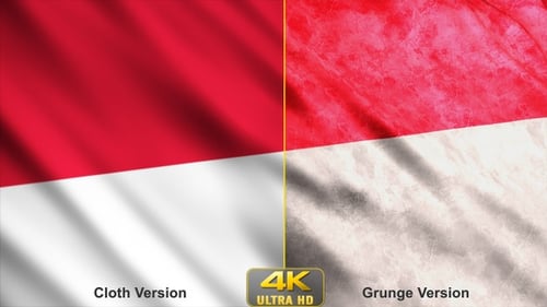 Waving Indonesian Flag Background with Clean and Grunge Textures