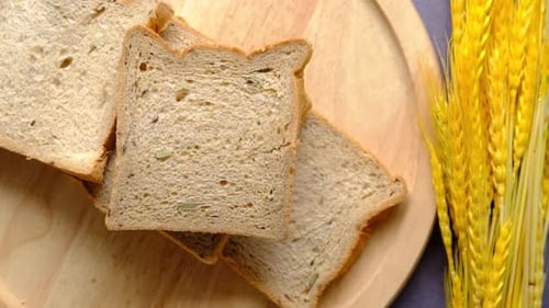 Slices of Wheat Bread Overhead Still Life