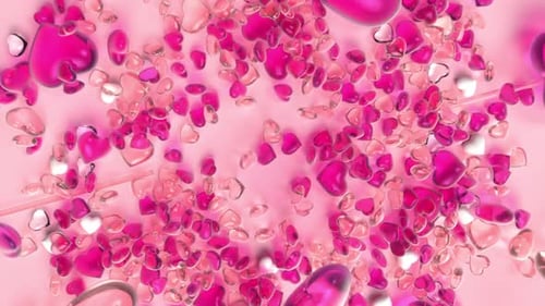 Falling Pink Hearts Form a Romantic Heart Reveal