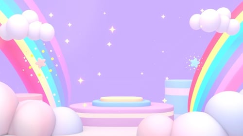 Whimsical Pastel Rainbow Stage Animation Background