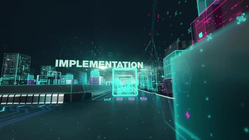 ERP Corporate Technology City Intro with Digital Data Flow