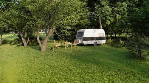 Trailer Green Mobile Home Nature Leisure Vacation Family Camp Summer