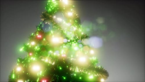 Animated Christmas Tree with Glowing Lights and Ornaments