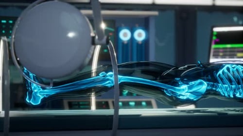 Futuristic Human Body X-ray Scan in Medical Environment
