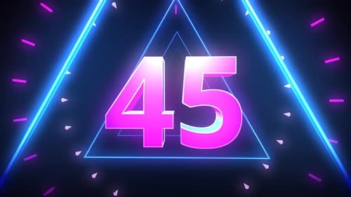 Compte à rebours au néon 1 minute 4K