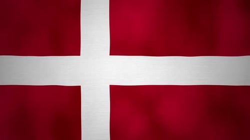 Danish National Flag Waving with Fabric Texture Loop
