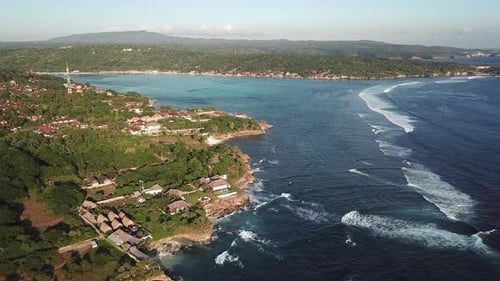 Aerial View of Tropical Island Coastline