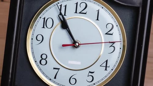 Timelapse of Vintage Clock Arrow Rotate at 11 PM or AM Full Turn of Time Hands