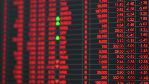 Stock market price board in economic crisis.