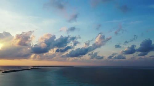 Aerial top view sky of marine resort beach vacation by turquoise ocean with white sand background of