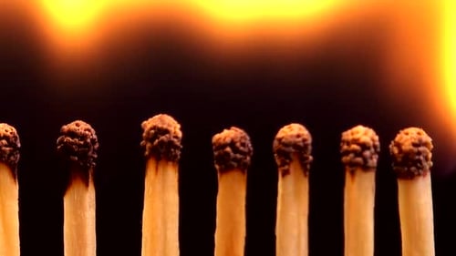 Matches Ignite and Burn in Macro Close Up
