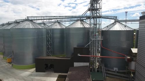 Grain Silos Seen From Above On A Sunny Day