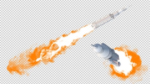 Launching Space Rockets with Fiery Exhaust Trails