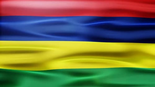 Mauritius National Flag Waving Seamless Loop Animation