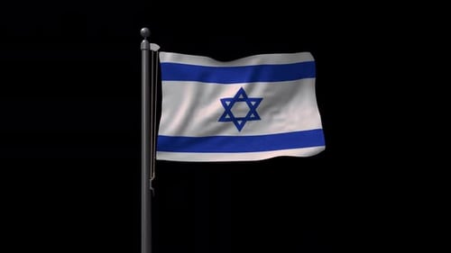 Realistic 3D Israel Flag Waving Loop on Alpha Channel