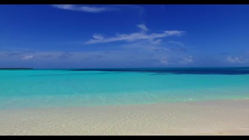 Aerial drone view seascape of exotic shore beach lifestyle by clear ocean and white sand background
