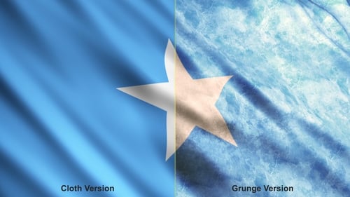 Somalia Flag Waving Animation: Natural and Grunge Styles