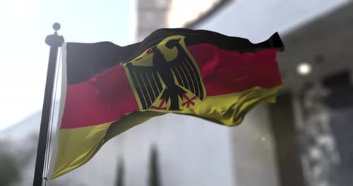 Realistic Waving German Flag with Coat of Arms