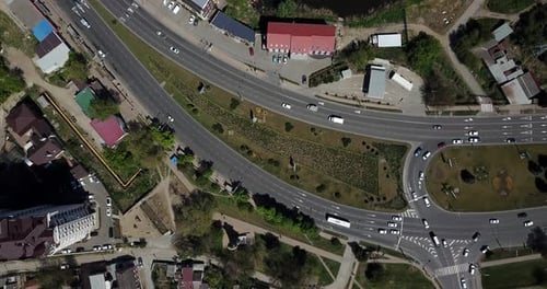 Aerial City Transport Collection - Top View of Urban Streets and City Road Traffic Jam