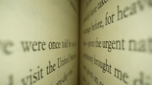 Close Up of Book Pages with Black Text