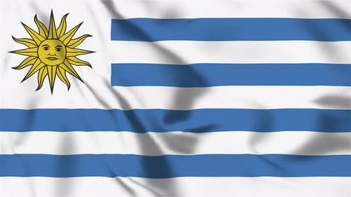 Realistic Uruguay Flag Waving Seamless Loop Animation
