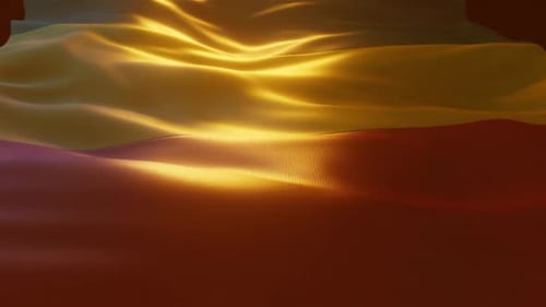 Waving Fluid Abstract Fabric Background with Golden Light