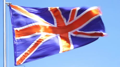 United Kingdom Flag Waving in the Wind