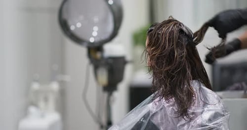 Woman Gets Hair Dyed at the Salon