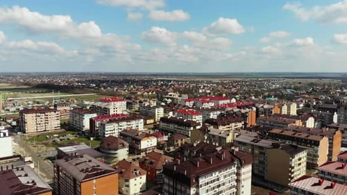 Flying over a residential area.