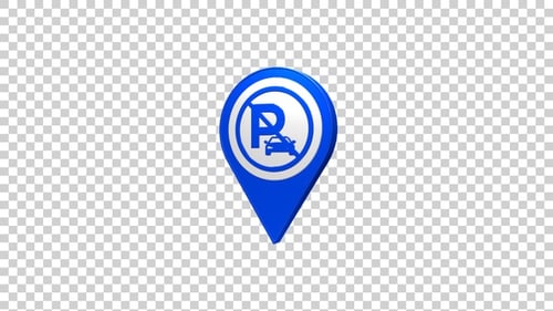 Rotating No Parking Map Pin 3D Animation