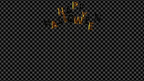 Happy Halloween Gold Black Balloon Text Animation