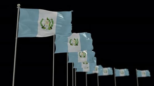 Waving Guatemala National Flags Animation on Black