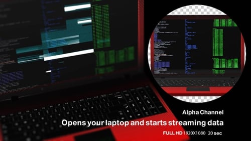 Opens Your Laptop And Starts Streaming Data Alpha channel 03