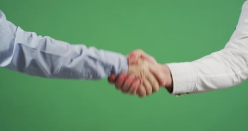 Business Deal with Handshake on Green Screen