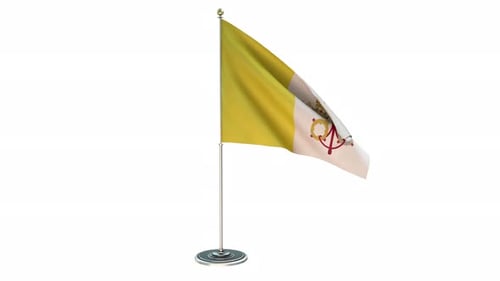 Realistic Vatican City Flag Waving on Polished Pole Animation