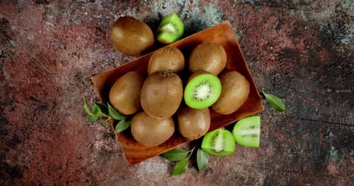 Fresh Kiwi Fruit Overhead Still Life