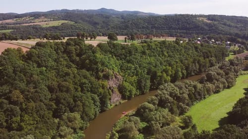 Flying Over Forest and River